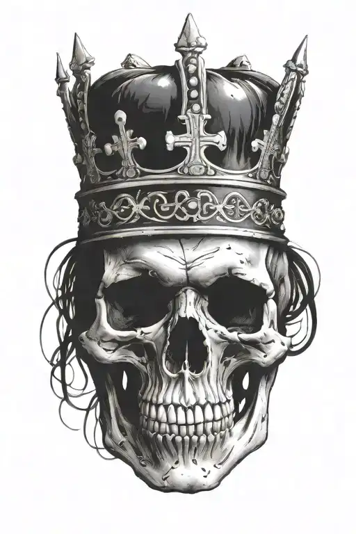 Skull With Simple Crown With Crosses