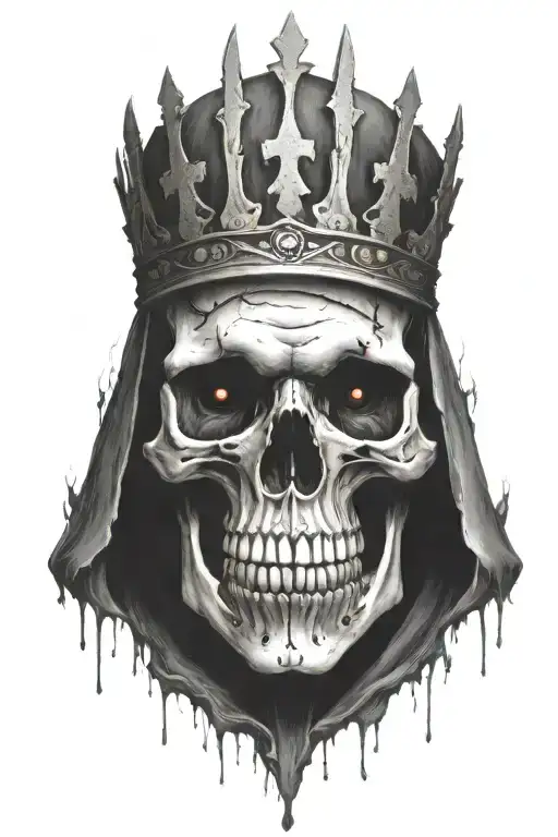 Skull With Upside-down Cross Crown