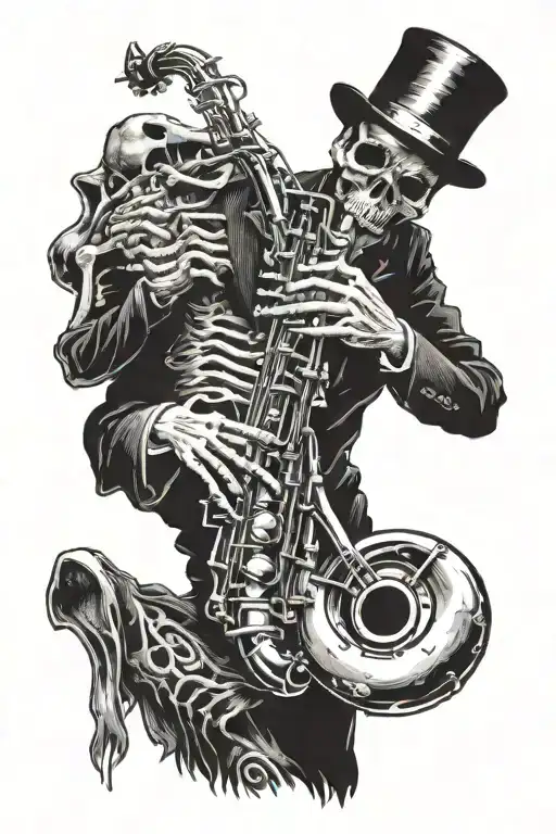 Skeleton Playing The Saxophone