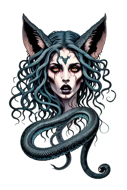 Medusa Greek Mytholog With Snakes Hair And Megan Fox Face