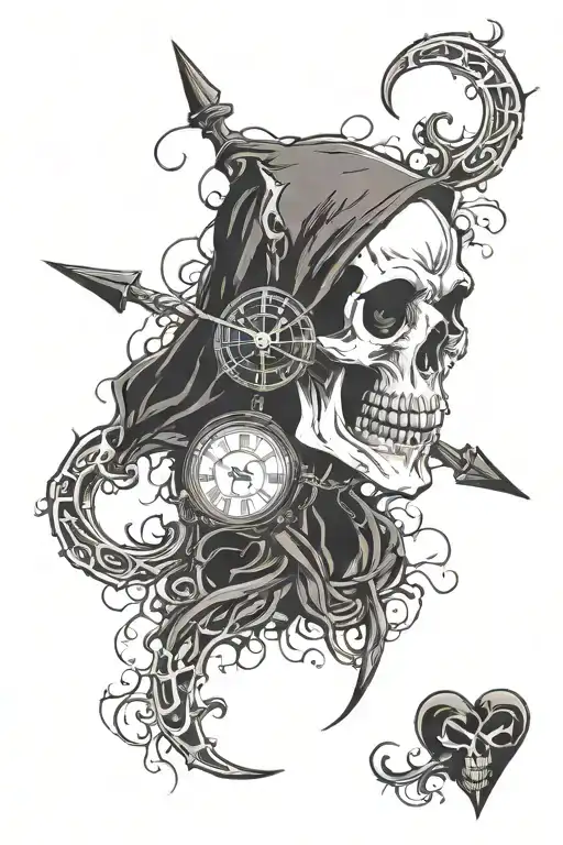 Reaper Skull Heart Clock
