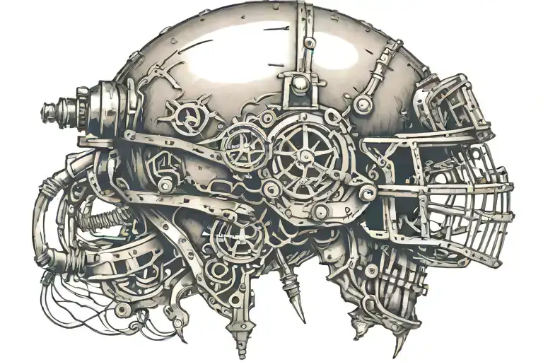 Steampunk American Football Player Head
