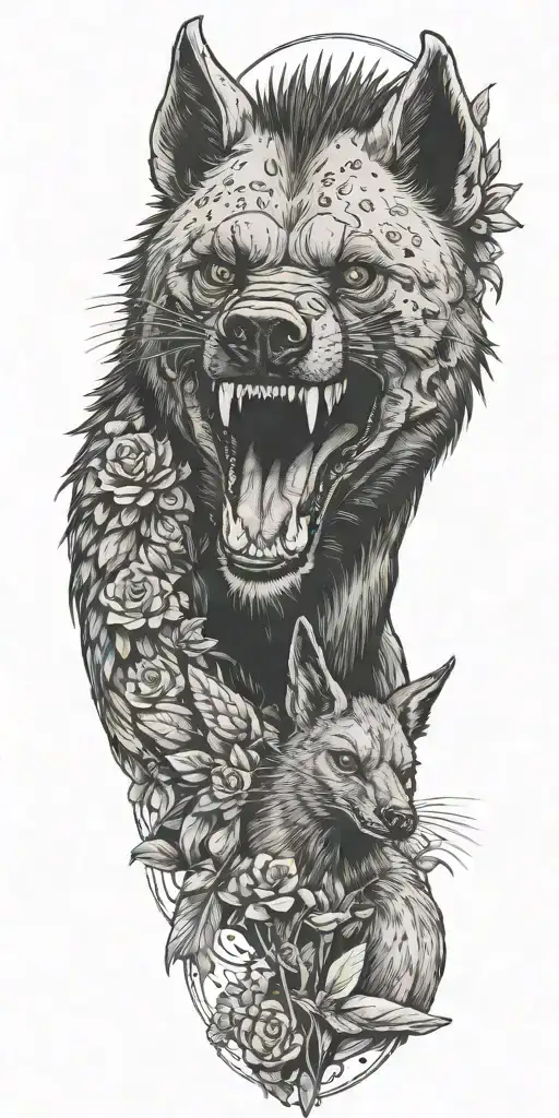 Mean Hyena With Hummingbird Perched