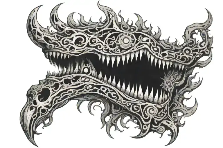 Tribal Fire Sleeve From Fingers To Neck