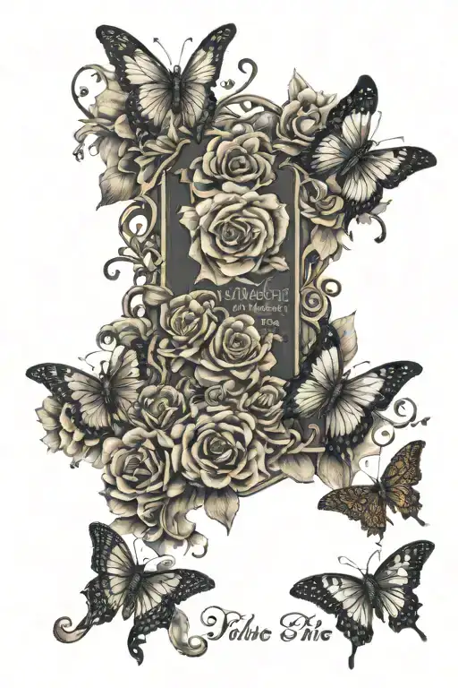 Half Sleeve Of Flowers And Butterflies With Bible Verse About Loving Yourself