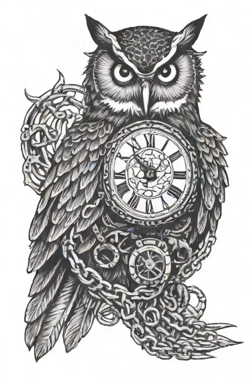 Flying Owl Clutching The Chain Of A Pocket Watch In It's Claws