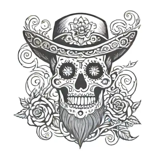 Day Of The Dead Skull With Beard Made