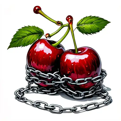 Two Cherries Wrapped By Chains