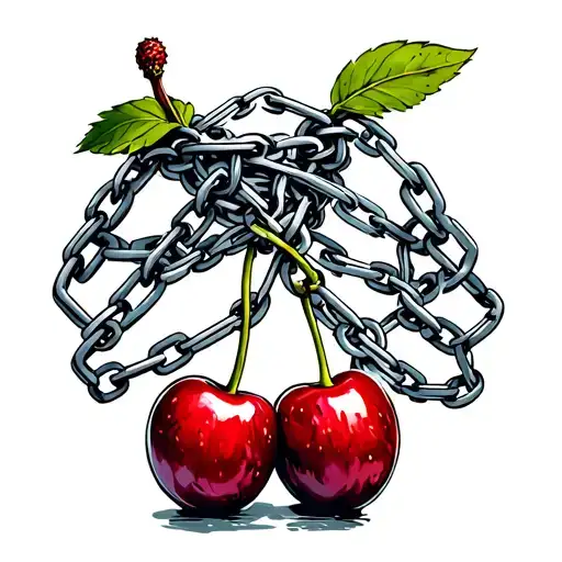Two Cherries Wrapped By Chains
