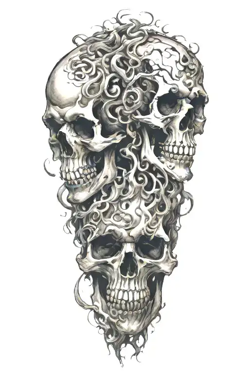 Skulls Turning Into Smoke Swirling