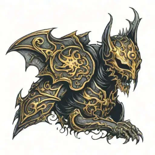 Spartain In Black Color Gold Trim Armor