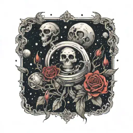 Space Surrounded By Planets With Roses