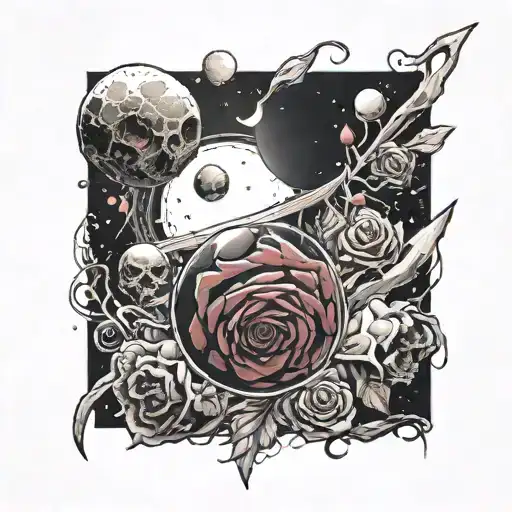 Space Surrounded By Planets With Roses