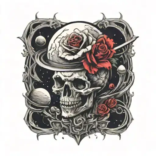 Space Surrounded By Planets With Roses