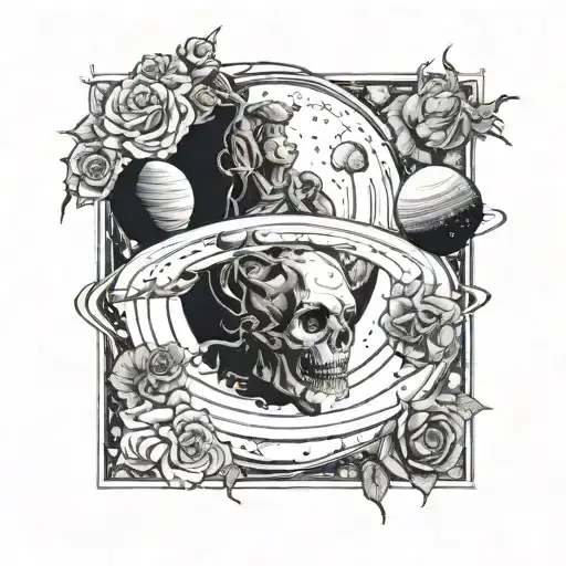 Space Surrounded By Planets With Roses