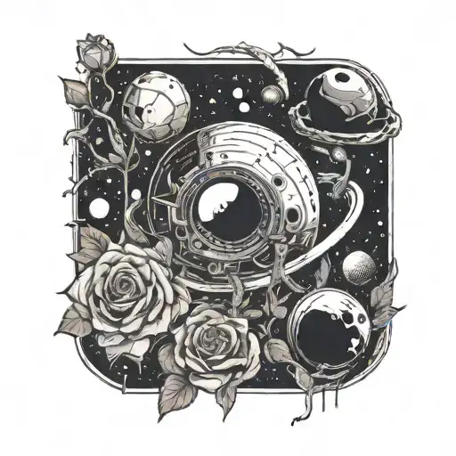 Space Surrounded By Planets With Roses