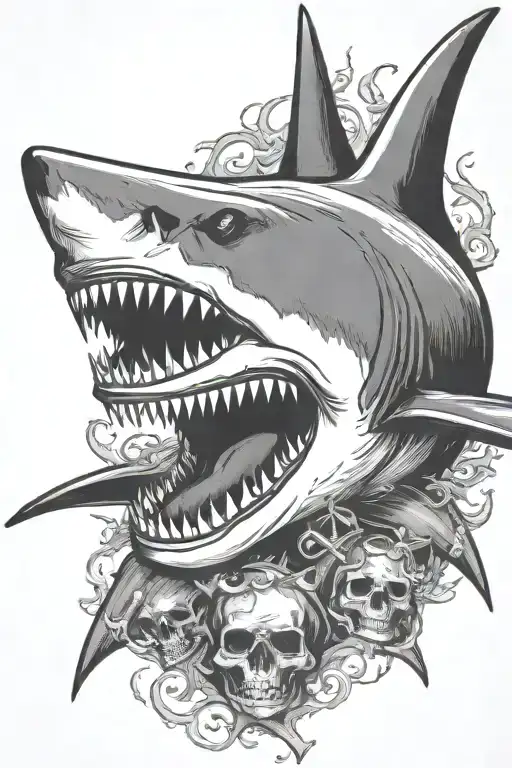 Shark With Skull And Crossbones
