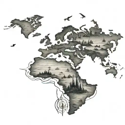 World Map Floating In Water