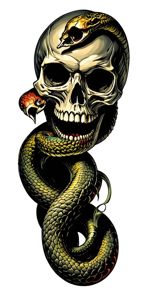 Depression Skull With Snake