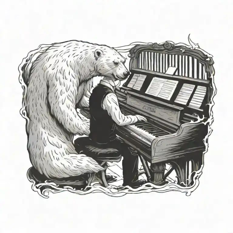 Polar Bear Playing Piano Keys