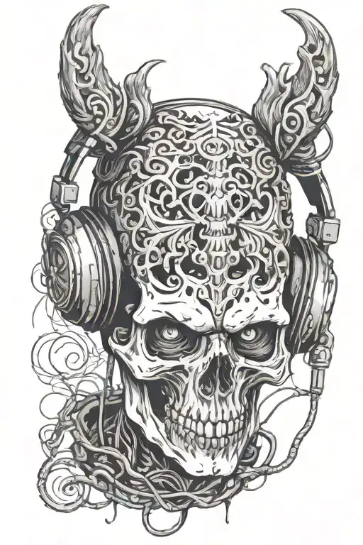 Skull Wearing Headphones