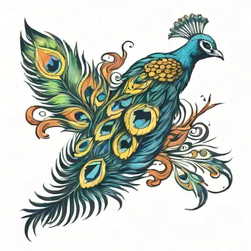 Colourful Peacock Feather Quill