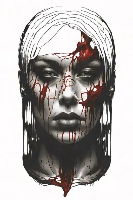 Bloody Head Of A Woman Face