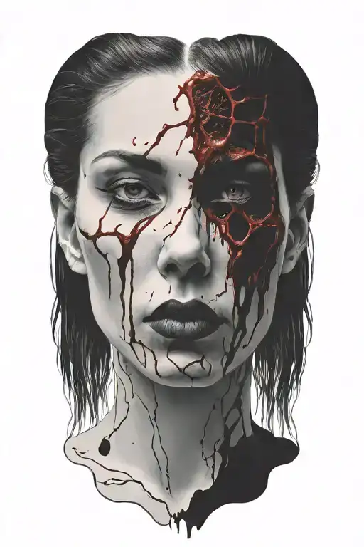 Bloody Head Of A Woman Face