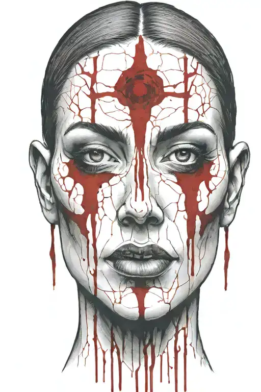 Bloody Head Of A Woman Outline