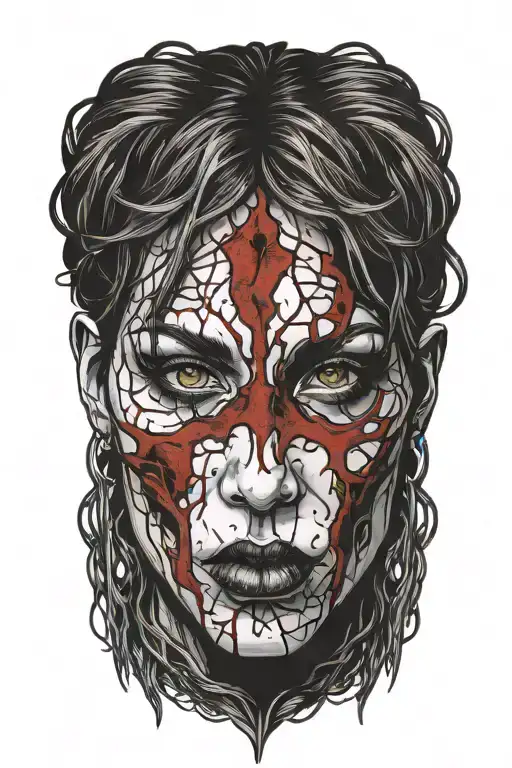 Bloody Face Woman Outline