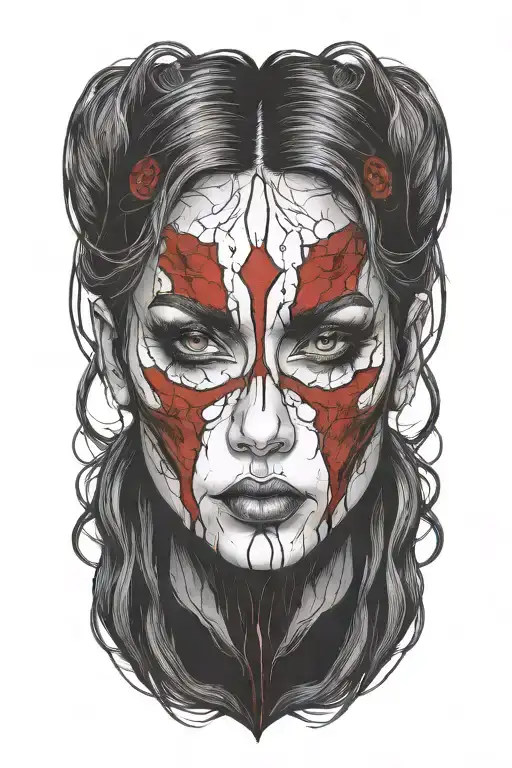 Bloody Face Woman Outline