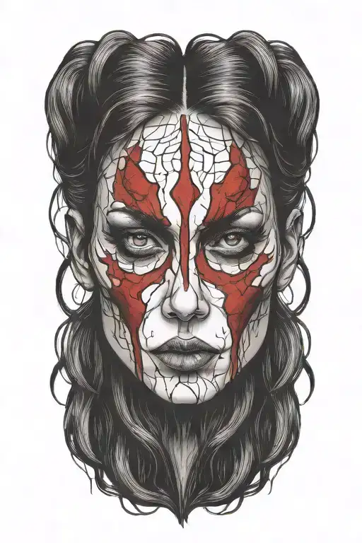 Bloody Face Woman Outline