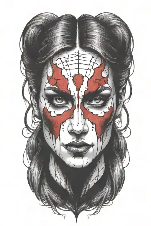 Bloody Face Woman Outline