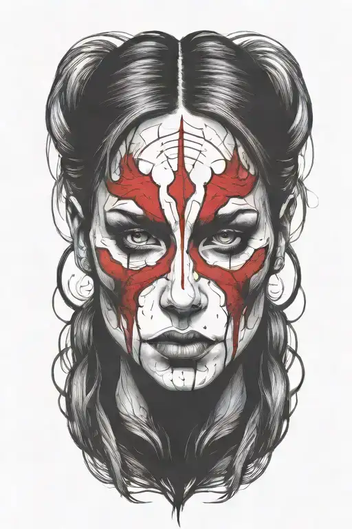 Bloody Face Woman Outline