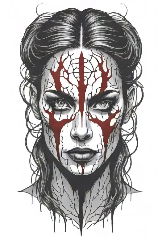 Bloody Face Woman Outline