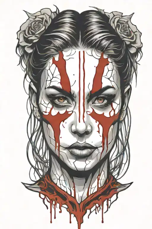 Bloody Face Woman Outline