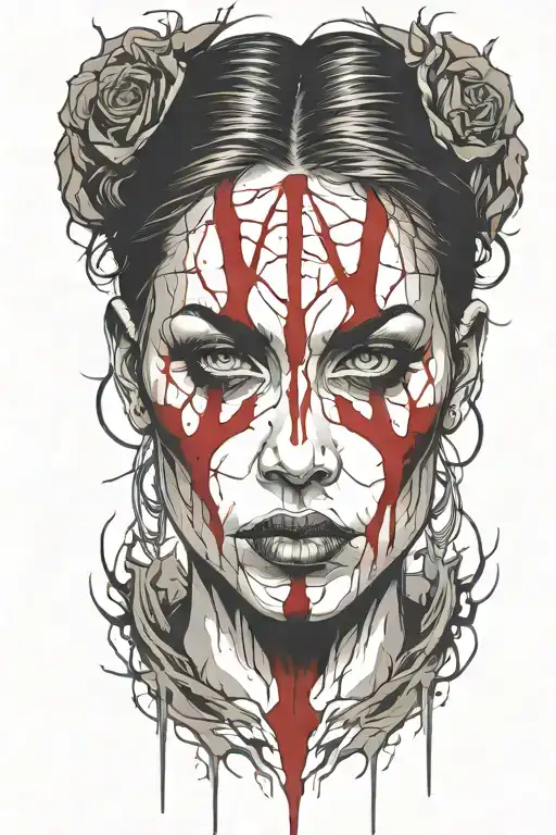 Bloody Face Woman Outline