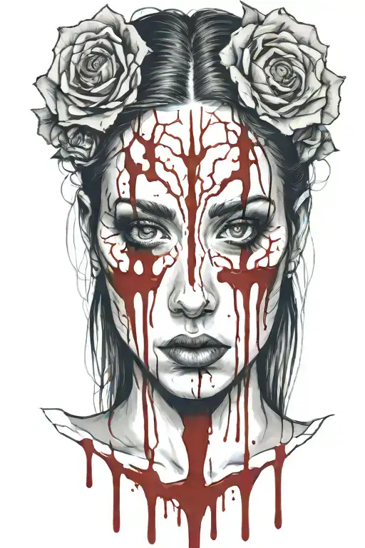 Bloody Face Woman Outline