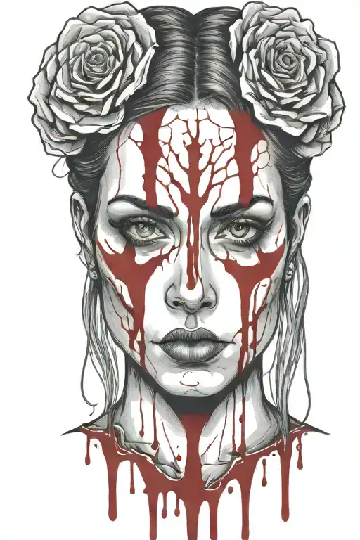 Bloody Face Woman Outline