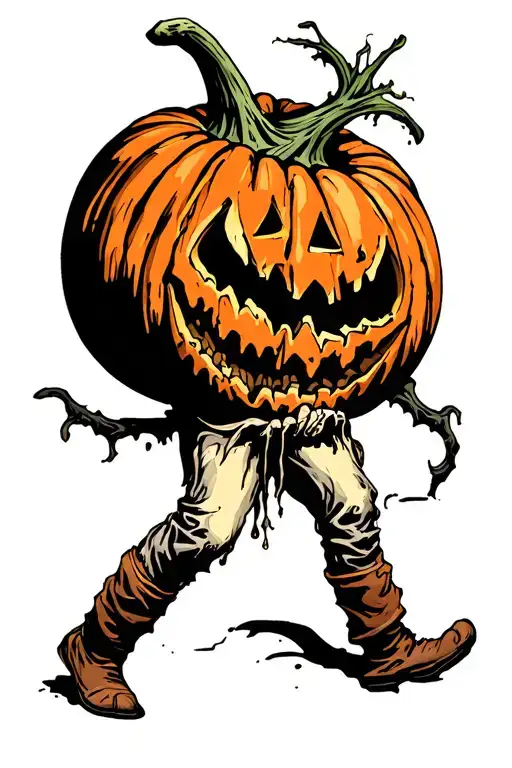 Pumpkin Walking Hand In Hand