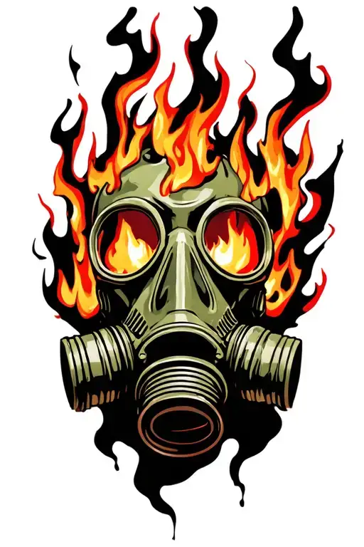 Gas Mask Engulfed In Flames
