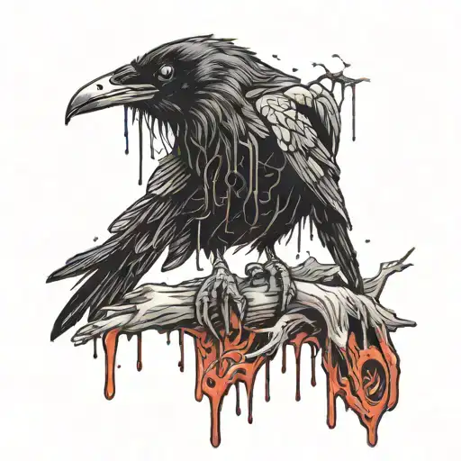 Raven Dripping With Blood