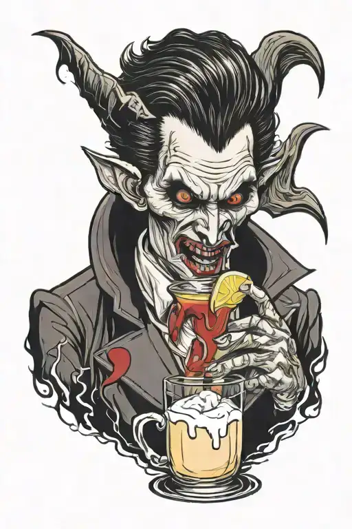 Vampire Drinking A Pina Colada Cocktail