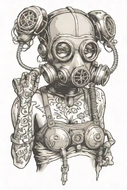 Nude Female Body Wearing Gas Mask