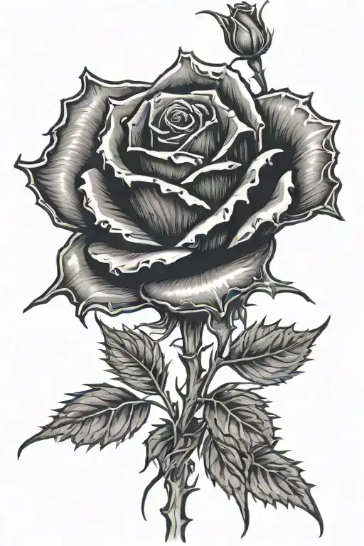 Creepy Black Rose With Thorny Stem