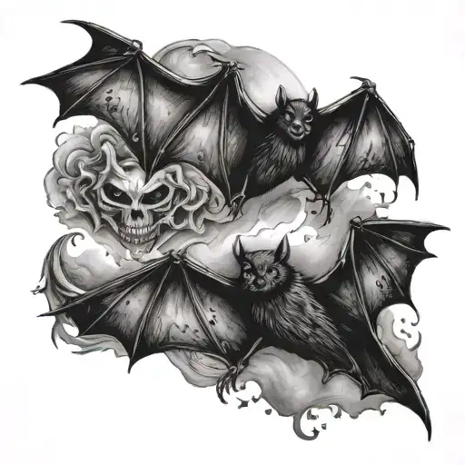 Three Small Creepy Bats Flying Around