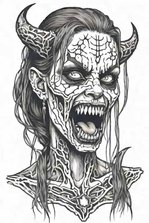 Black Metal Girl With Fangs