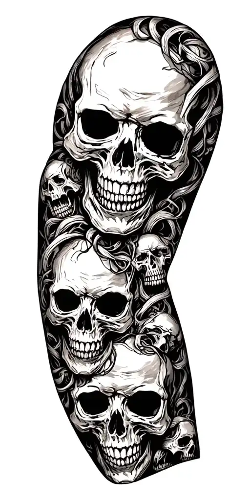 Skulls Connected Up Arm Sleeve No Background