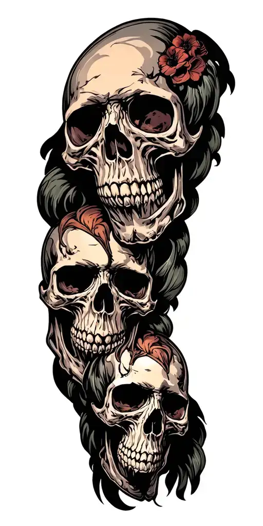 Skulls Connected Up Arm Sleeve No Background