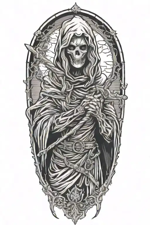 Blonde Girl As Grim Reaper